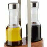 APS - Viðarstandur með 2 olíu glerflöskum