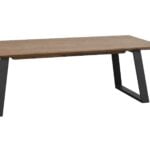 MELVILLE - Sófaborð (140x65cm - Brown Oak/Black Metal)