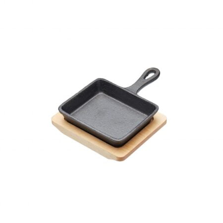 Kitchen Craft - Panna Pottjárn á viðarplatta 13x18cm (Black)