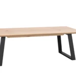 MELVILLE – Sófaborð (140x65cm – Whitewashed Oak/Black Metal)