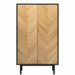 CALVI - Skápur (H:160cm - Natural Oak/Black)