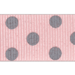 Doppóttur borði (15mm - pink/grey)