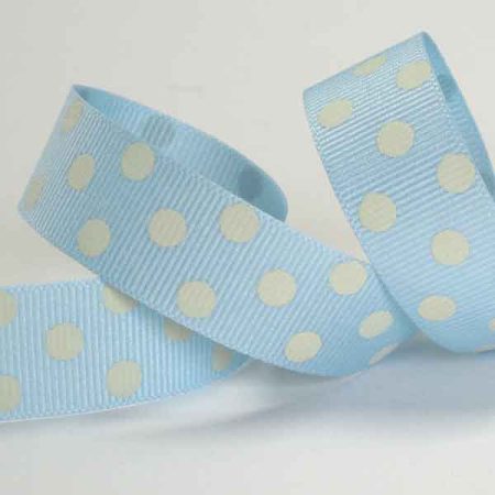 Doppóttur borði (15mm – Sky/Ivory)