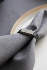 BITZ - Servíettuhringir Leður 4stk (Grey/Black) - Image 2