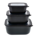Mepal - Cirqula skálasett með loki 3stk háar ferkantaðar black