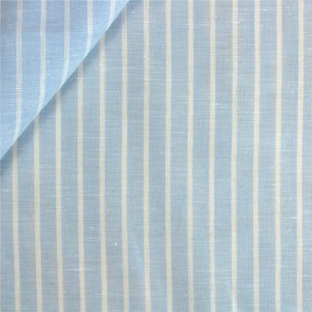 Shirting linen (145cm - Ljósblátt og hvítt)