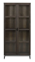 Rowico – Everett skápur brún eik/black/glass