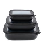 Mepal – Cirqula skálasett með loki 3stk lágar ferkantaðar black